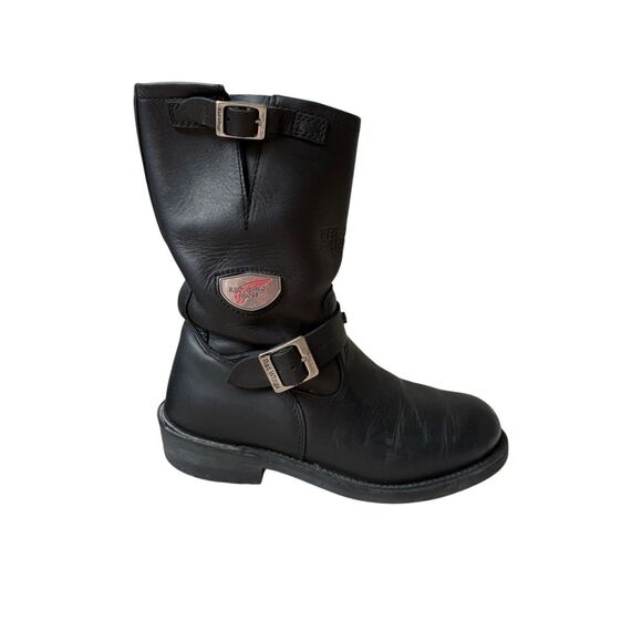 Red Wing 968 Black Leather Engineer Motorcycle Biker Work Boots Men's 9.5 - Picture 1 of 13